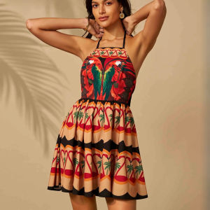 Elegant Slash Neck Spaghetti Strap Halter Chic Backless Sleeveless Evening Mini Dresses