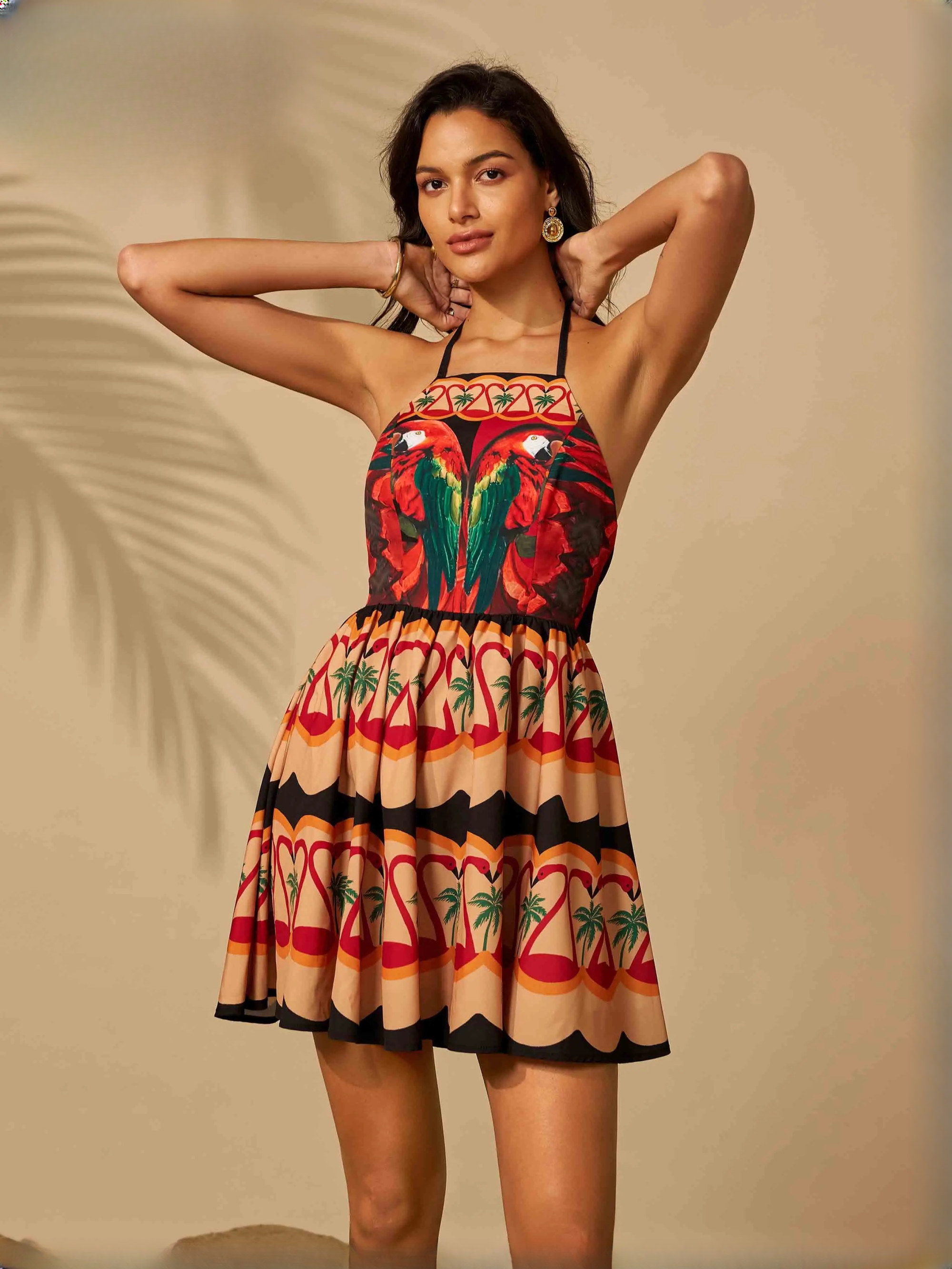 Elegant Slash Neck Spaghetti Strap Halter Chic Backless Sleeveless Evening Mini Dresses