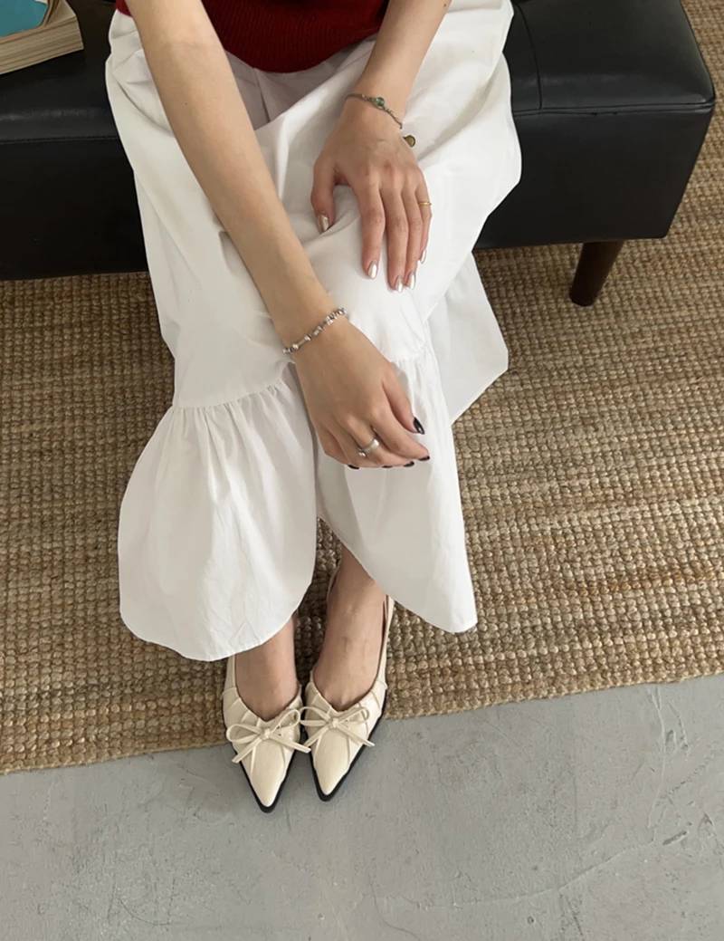 Casual Butterfly-knot Pointed Toe Low Heel Street Style Sling-backs Sandals - Image 10