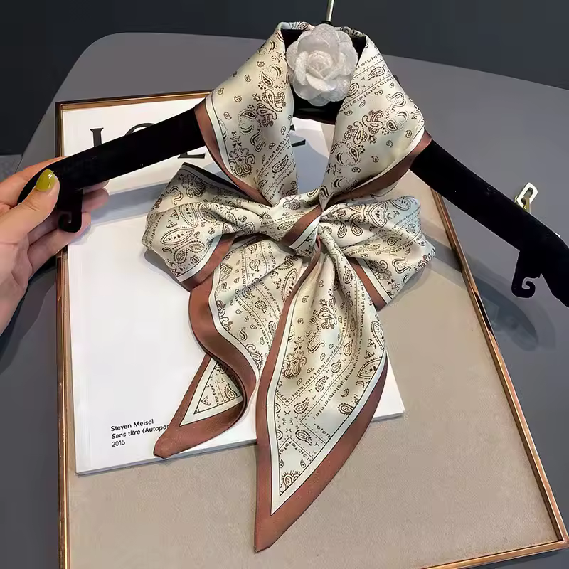 Casual Ribbon Wrist Belt Foulard Design Silk Skinny Headwear Print Neck Tie Hair Hand Bag Scarf