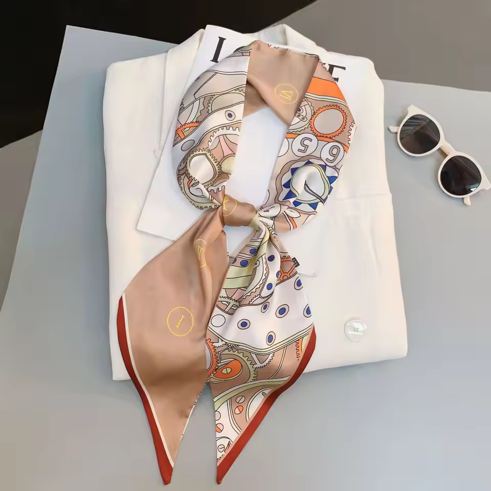 Luxury Ribbon Wrist Belt Foulard Design Silk Skinny Headwear Print Neck Tie Hair Hand Bag Scarf