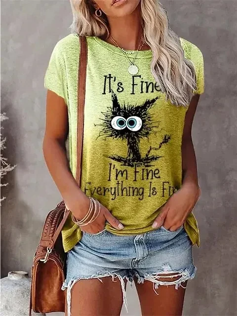 3D Print Cartoon Cats Fine Casual Fashion Short Sleeve T Shirt - Image 10