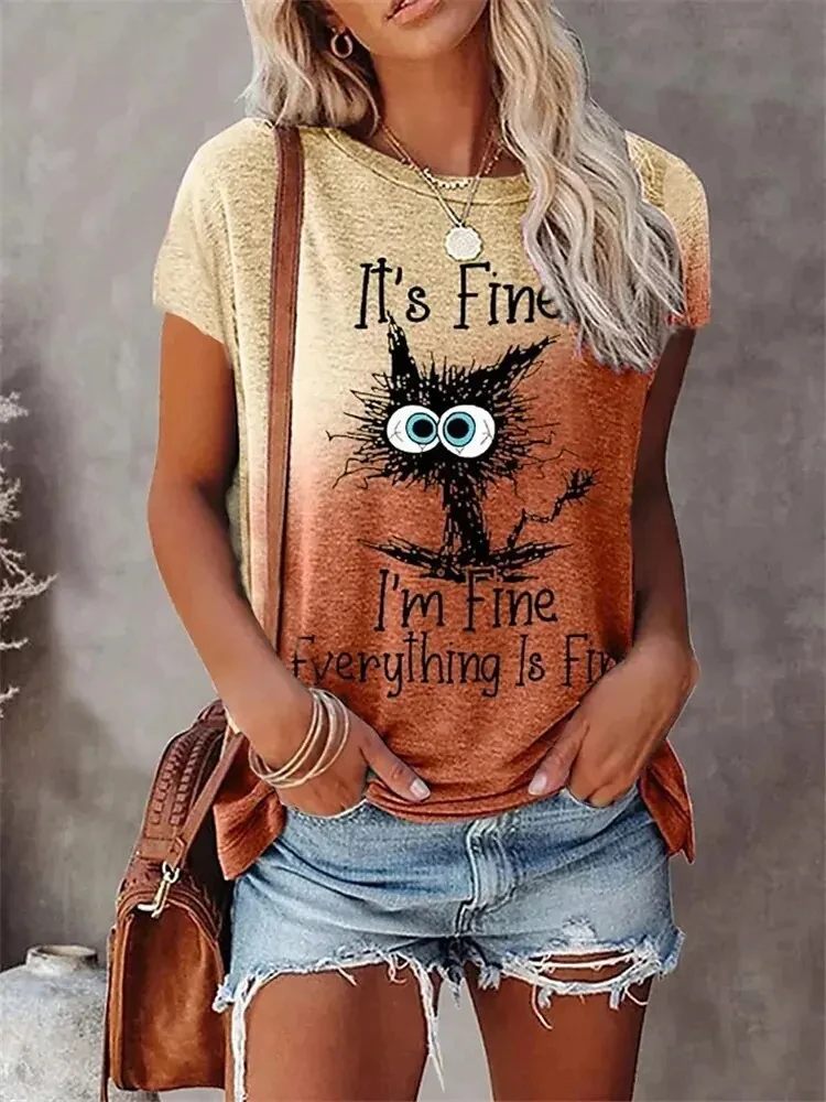 3D Print Cartoon Cats Fine Casual Fashion Short Sleeve T Shirt - Image 6