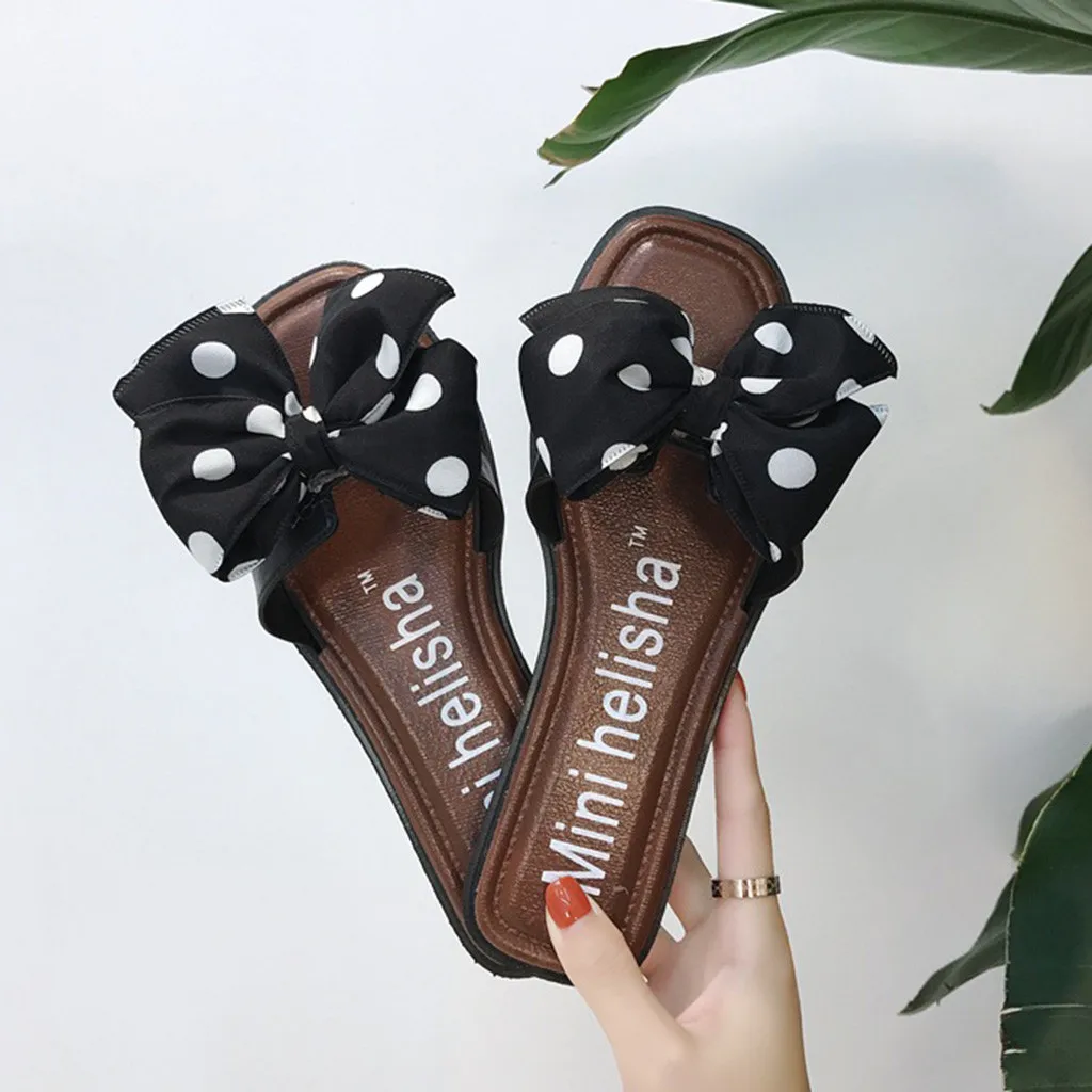 Bohemian Bow Style Clip Toe Beach Style Flip Flops Flat Slippers - Image 5