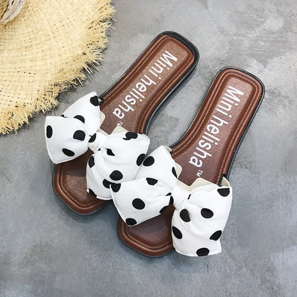 Bohemian Bow Style Clip Toe Beach Style Flip Flops Flat Slippers - Image 9
