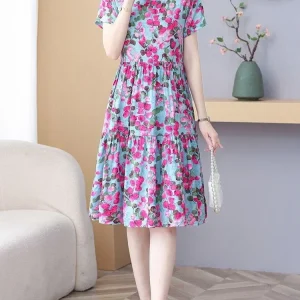 Bohemian Short Sleeve Beach Flower Floral Dresses
