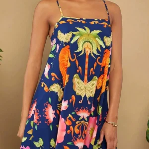 Bohemian Style Sleeveless Floral Print Strapless Short Length Mini Dress