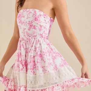 Boho Off Shoulder Floral Print Ruffled Beach Vacation Mini Dress