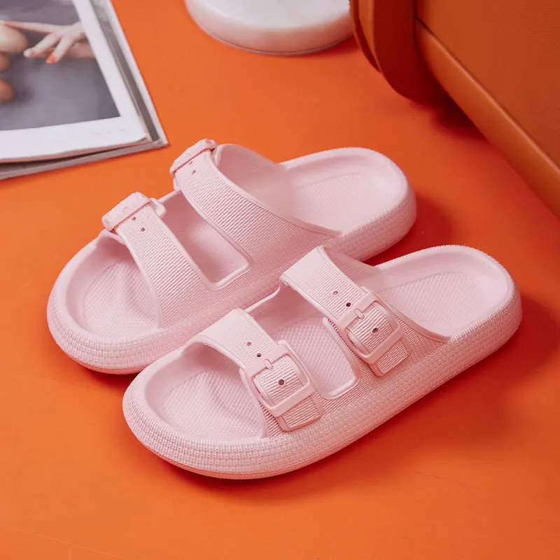 Buckle Soft Sole Cloud Slides Beach Style Flip Flops Thick Platform Slippers - Image 4