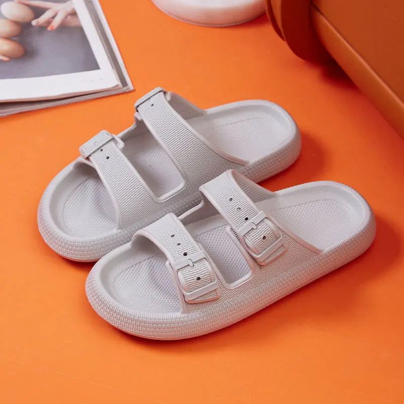 Buckle Soft Sole Cloud Slides Beach Style Flip Flops Thick Platform Slippers - Image 7