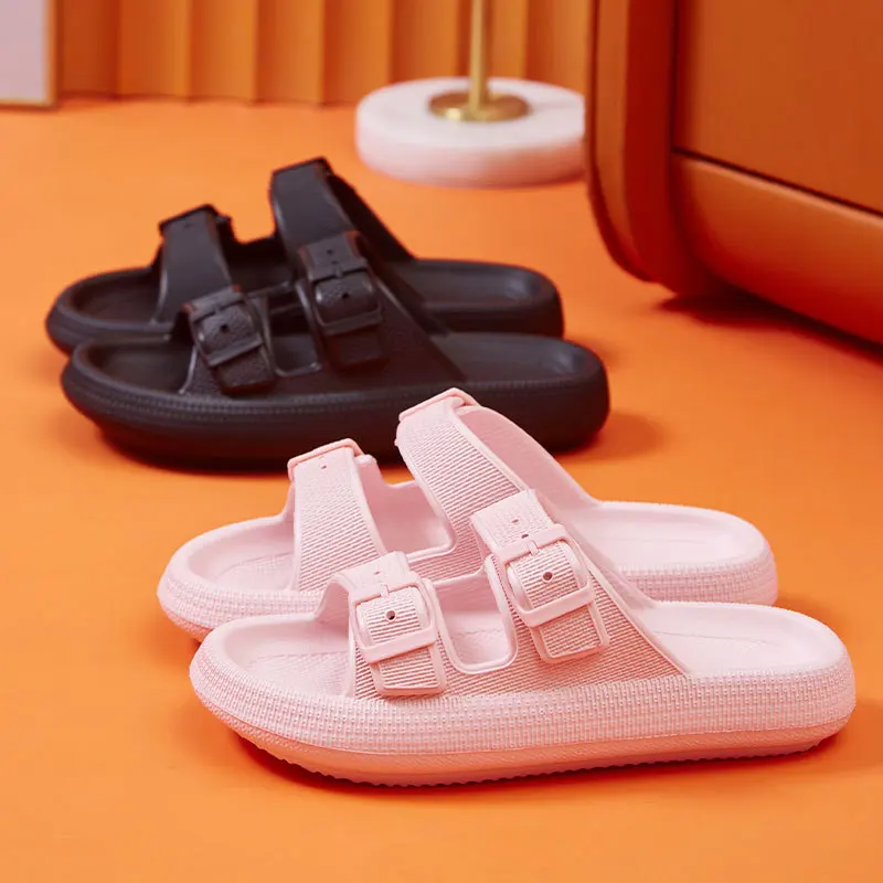 Buckle Soft Sole Cloud Slides Beach Style Flip Flops Thick Platform Slippers - Image 10