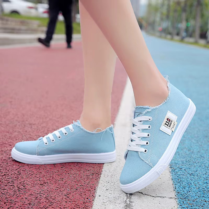 Comfortable Rubber Shallow Lace-up Sports Flat Shoes Sneakers