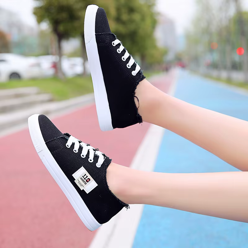 Comfortable Rubber Shallow Lace-up Sports Flat Shoes Sneakers - Image 4