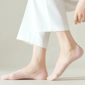 Casual 5Pairs Silicone Non-slip Breathable Comfortable Low Cut Invisible Boat Mesh Socks