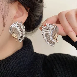Casual Asymmetry Wing European And American Style Personalized Stud Girls Travel Wedding Accessories Metal Earrings