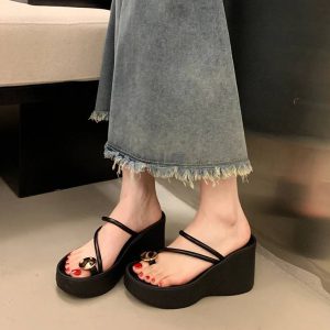Casual Beach Style Platform Wedges Flip Flop Clip Toe Heel Sandal
