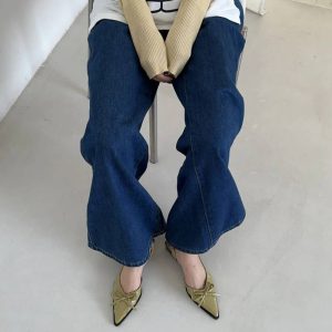 Casual Butterfly-knot Pointed Toe Low Heel Street Style Sling-backs Sandals