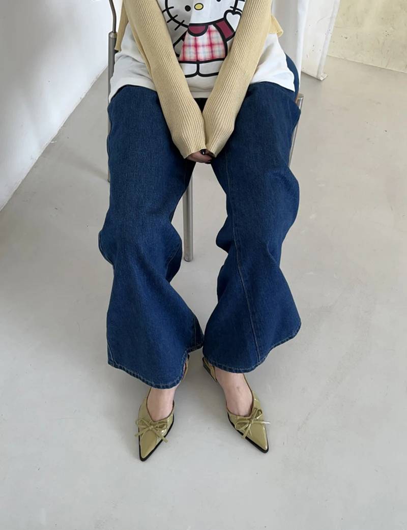 Casual Butterfly-knot Pointed Toe Low Heel Street Style Sling-backs Sandals