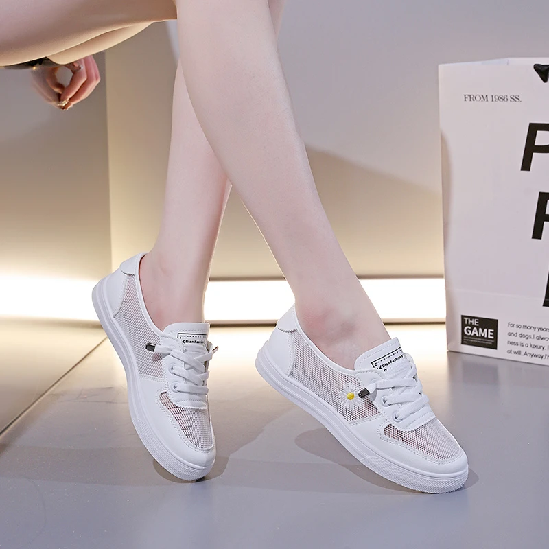 Casual Comfort Mesh Breathable Lace Up Tennis Light Hollow Shoes - Image 6