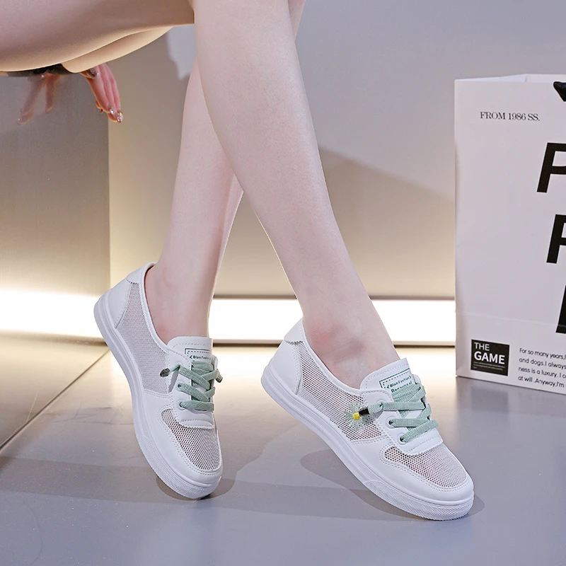 Casual Comfort Mesh Breathable Lace Up Tennis Light Hollow Shoes - Image 3