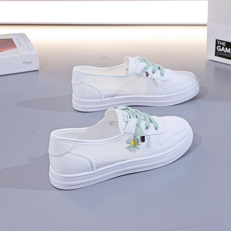 Casual Comfort Mesh Breathable Lace Up Tennis Light Hollow Shoes - Image 4