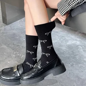 Casual Comfortable And Breathable Suitable Of Butterfly knot Outdoor Socks 5 pairs