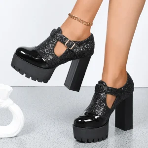 Casual Comfortable Designer Round Head Deep Mouth Thick Heel Shoes