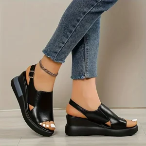 Casual Buckle Strap Comfortable Open Toe Platform Wedge Sandals