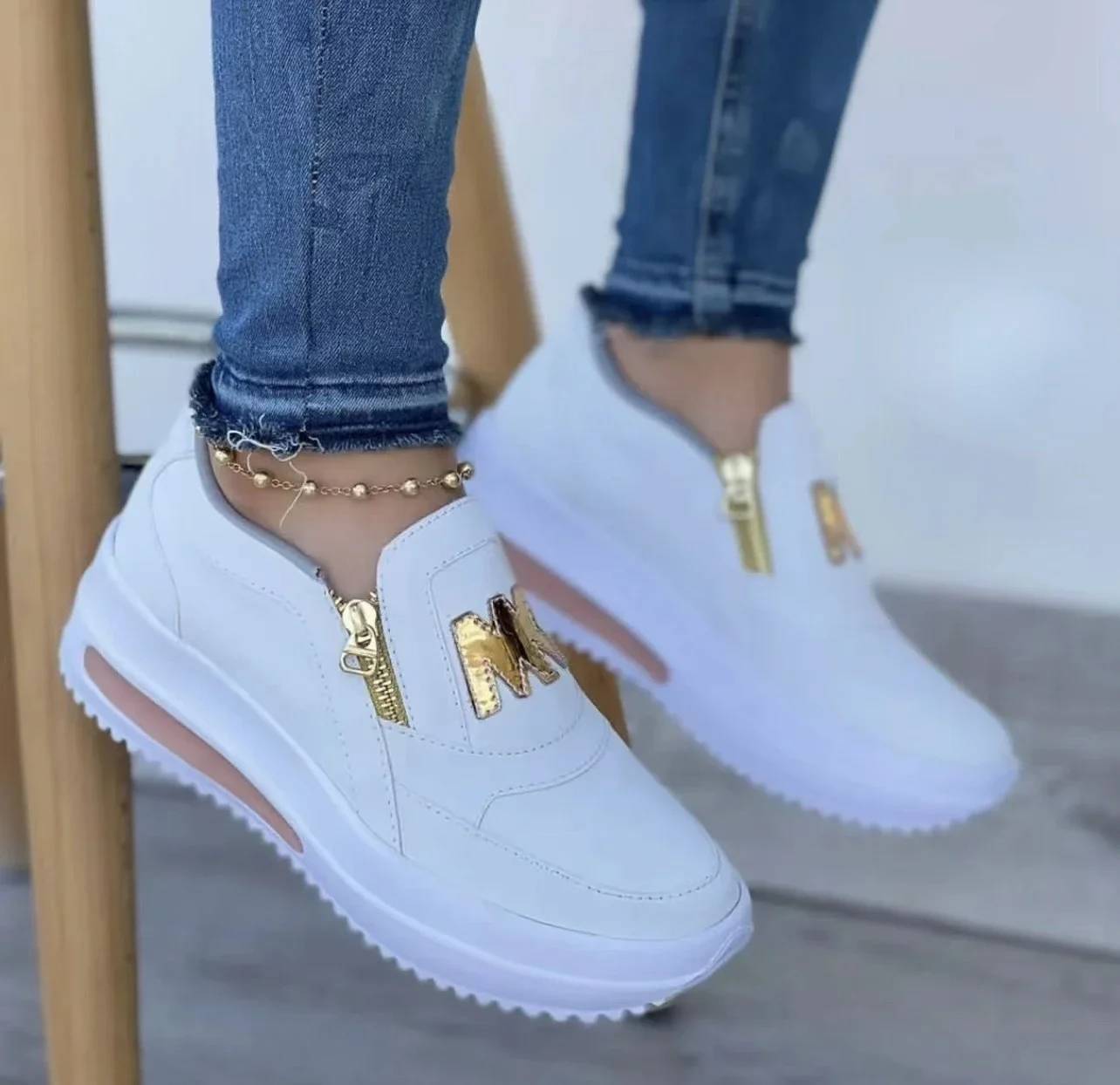 Casual Comfortable Zipper Tennis Slip on Platform Loafers Shoes - Image 5