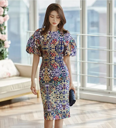 Casual Cropped Top Blouses And High Waist Sheath Pencil Bodycon Skirts Two Pieces Set - Image 2