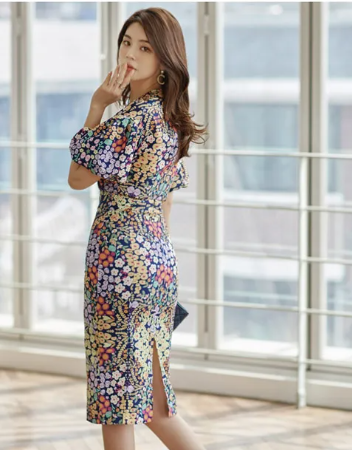 Casual Cropped Top Blouses And High Waist Sheath Pencil Bodycon Skirts Two Pieces Set - Image 5