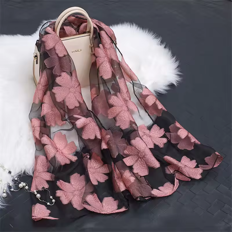Casual Cut Flowers Hollow Lace solid and Wraps Towel Femme Beach Silk Scarf Shawls