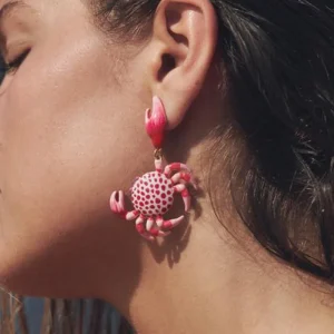 Casual Cute Vacation Beach Sea Animal Design Enamel Crab Drop Earrings