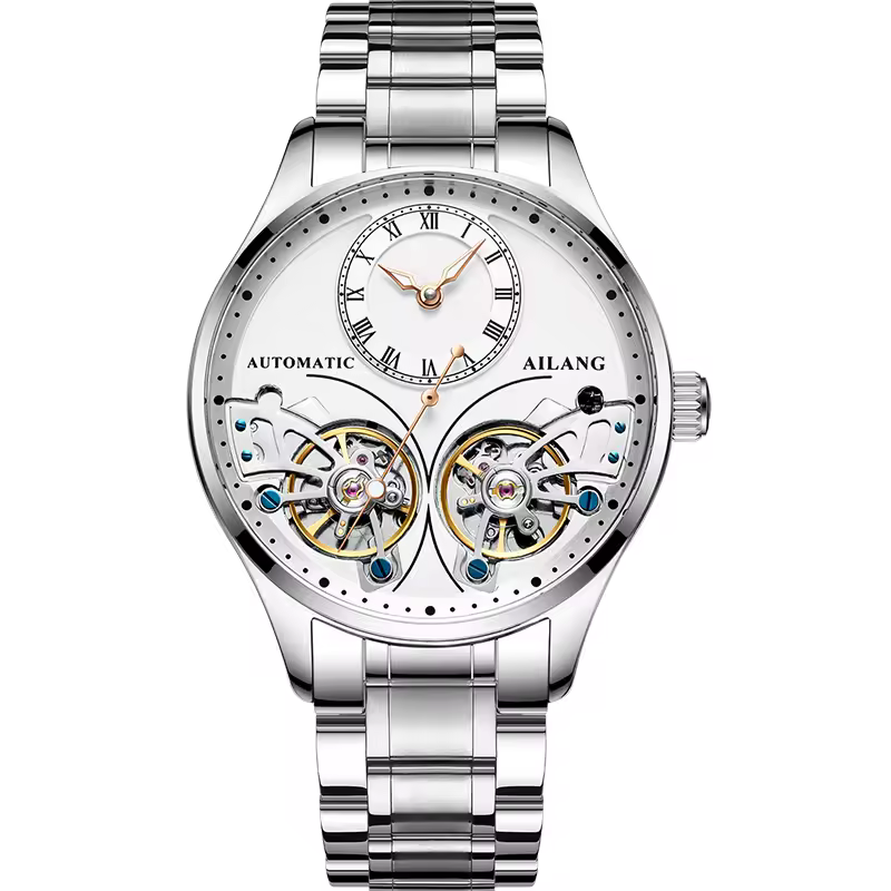 Elegant Direct-looking Double Tourbillon Luminous Mechanical Automatic Watch