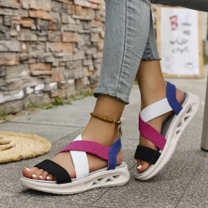 Elastic Band Design Platform Outdoor Beach Style Wedge Sandals