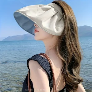 Casual Foldable Wide Brimmed Empty Top Universal Headband Beach Sun Hat