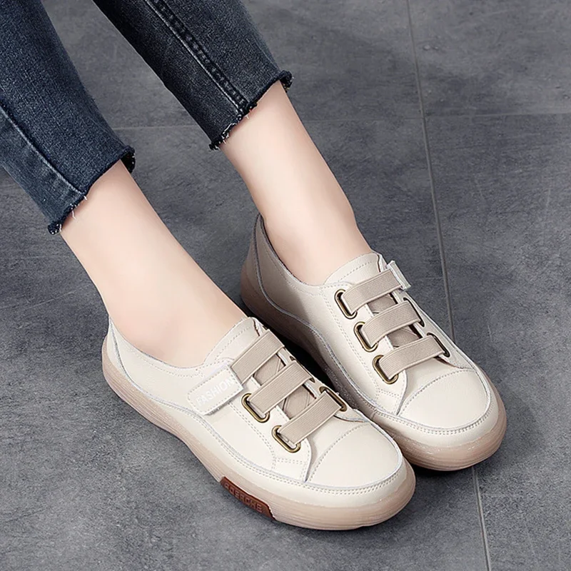 Casual Genuine Leather Stitched Slip on Ballet Flats Orthopedic Loafers - Image 6