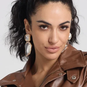 Casual Geometric Transparent Crystal Pendant Irregular Resin Stone Big Dangle Earrings