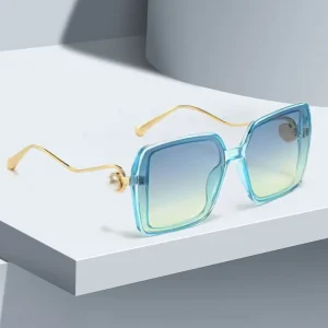 Casual Gradient Frame Glasses Unique Double Frame Design Golden Spherical Decoration Sunglasses