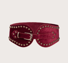 Casual Handsome Suede Rivet Elastic Adjustable Western-style Elastic Waistband Belt