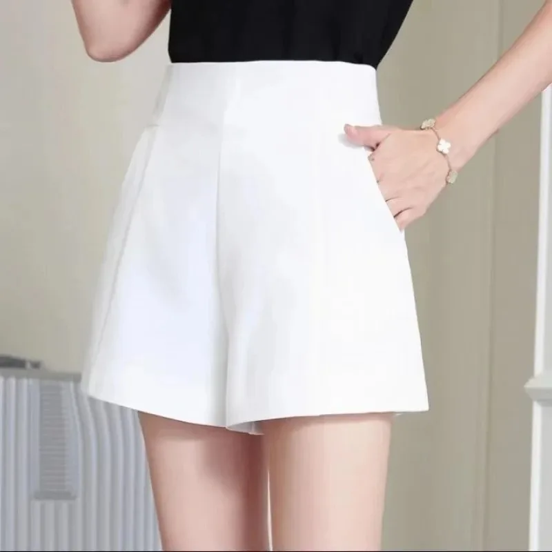 Casual High Waist A-line Wide Leg Chic Suit Shorts - Image 4