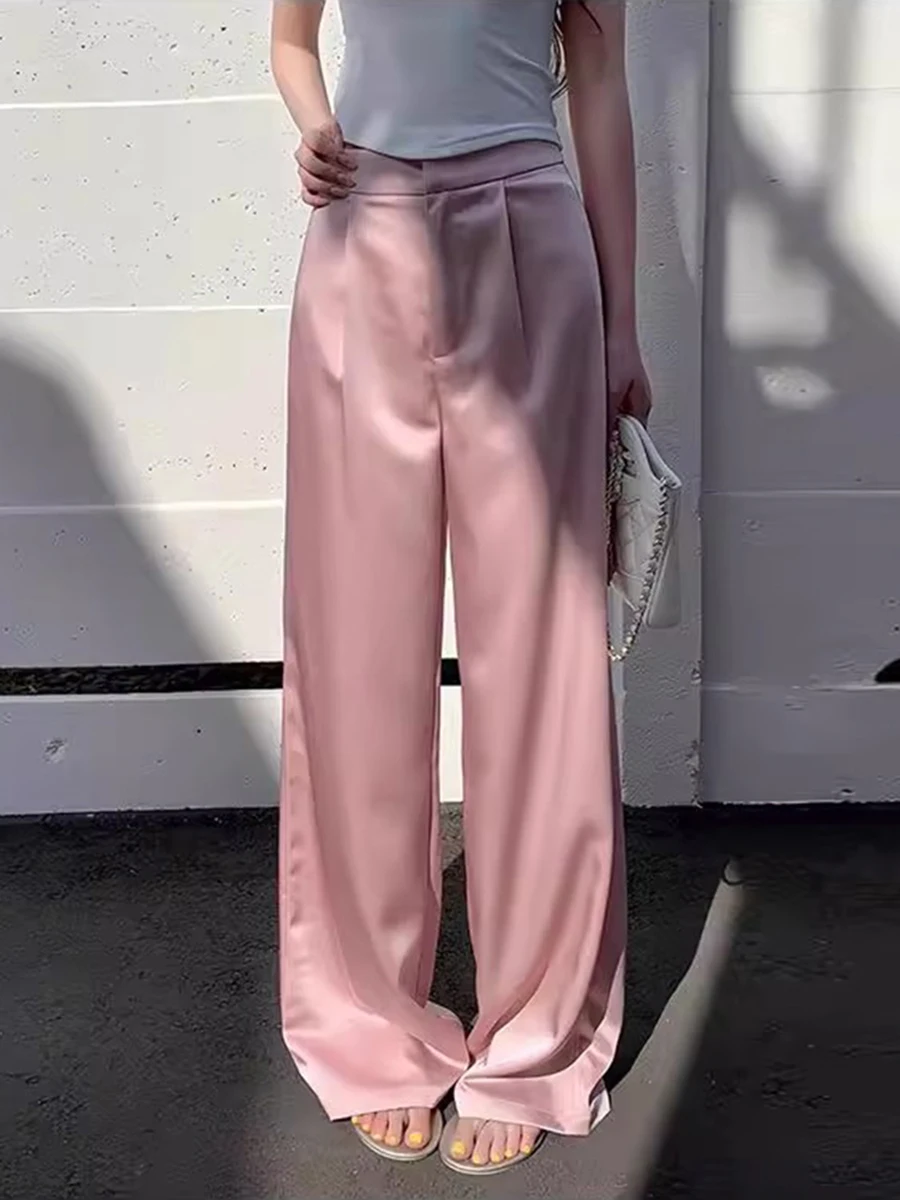 Casual High Waist Temperament Minimalist Spliced Button Pants - Image 2