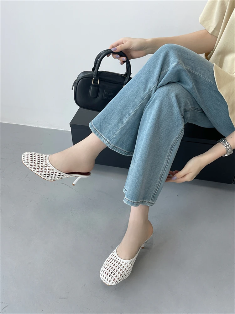 Casual Hollow Out Breathable Mesh Weaving Slippers - Image 2