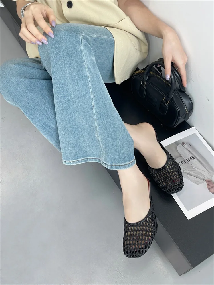 Casual Hollow Out Breathable Mesh Weaving Slippers - Image 5