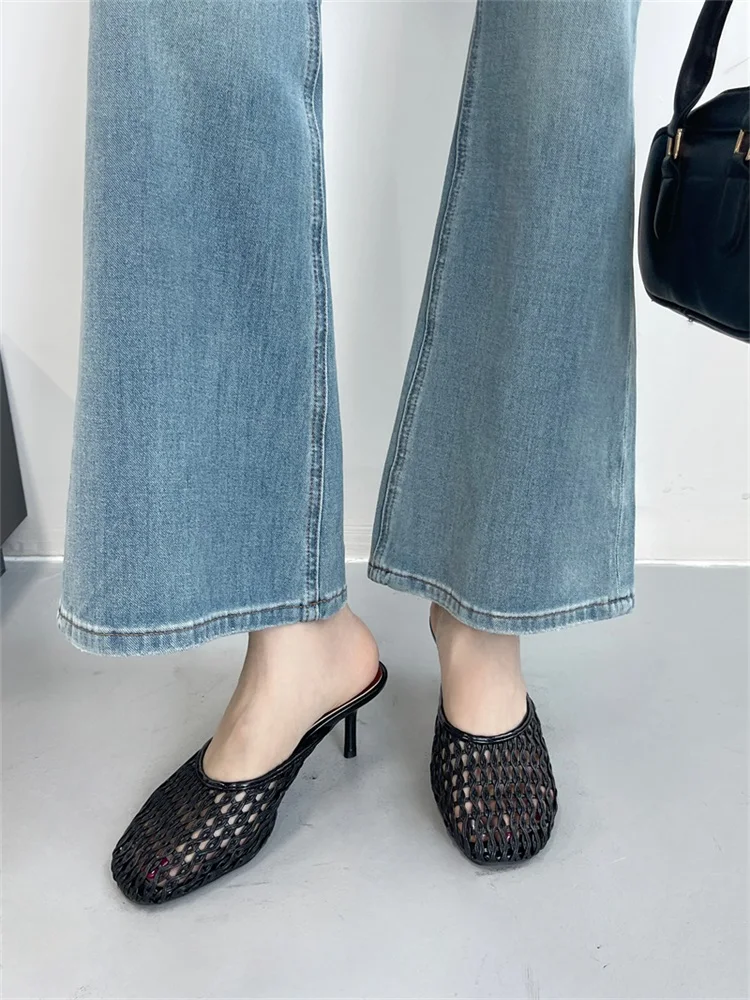 Casual Hollow Out Breathable Mesh Weaving Slippers - Image 4