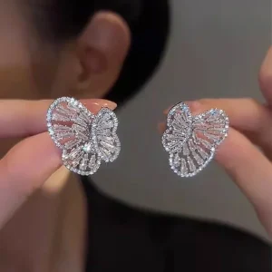 Casual Huitan Novel Double Layers Stud with Sparkling Crystal Cubic Zirconia Romantic Earrings 
