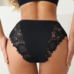 Casual Lace Cotton Patchwork Solid Color Floral Three PCS Set Panties