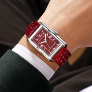 Casual Leather Band Stainless Steel AR Coated Sapphire Crystal Quartz Wristwatch