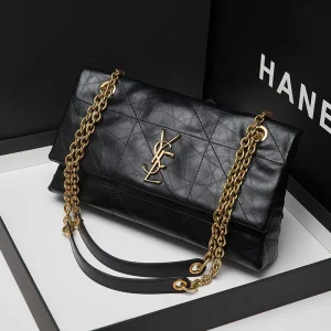 Casual Ling Grid Chain Genuine Leather Ling Grid Bag Armpit Diagonal Cross Bag