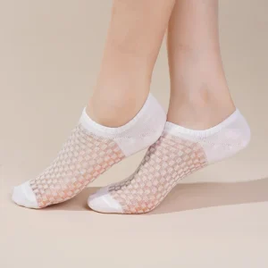 Casual Non-slip Invisible Shallow Crew Thin Mesh Breathable Solid Color Boat Socks 3 Pairs